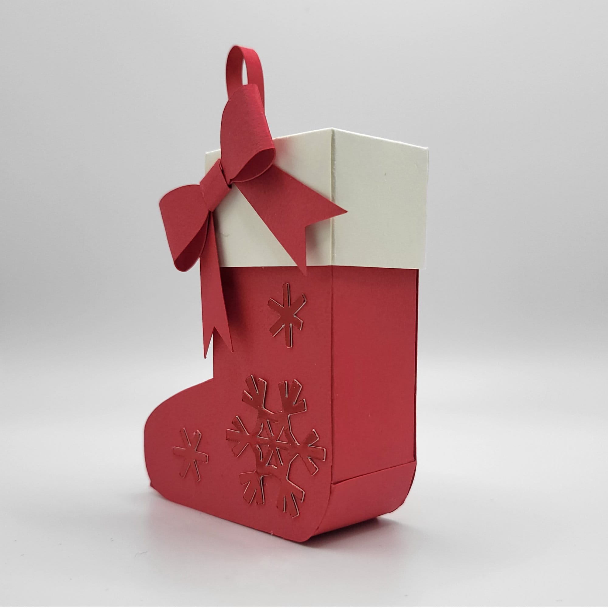 Christmas Stocking Upright Standing Box SVG & PNG DIY Paper Craft Cutting Machine Printable 