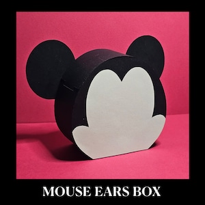 File di download digitale SVG/PNG della confezione regalo con orecchie da mouse 3D. In posizione verticale, aperta in alto. Istruzioni di montaggio con immagini. Regalo, scatola decorativa per caramelle