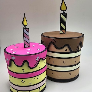 Cartoon Cake Pringles Can Treat Box SVG File: 3D Papercraft (Digital Download)