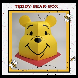 3D Yellow Bear Candy Box SVG PNG: DIY Paper Craft (Digital Download)