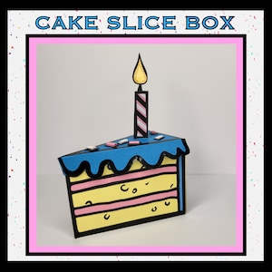 Boîte de tranches de gâteau de dessin animé 3D : fichier de téléchargement numérique SVG PNG. Instructions de bricolage pour machine à découper avec images. Cadeau, Bonbons, Décoration