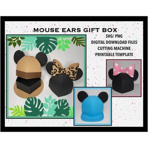 3D Mouse Ears Gift Box SVG/ PNG Digital Download File. Assembly instructions with pictures. Gift, Candy Decoration Box