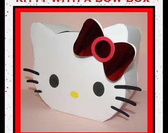 3D Kitty with Bow Treat/ Candy Box SVG PNG Digital Download File. Paper Craft Cutting Machine Files, Instructions with Pictures