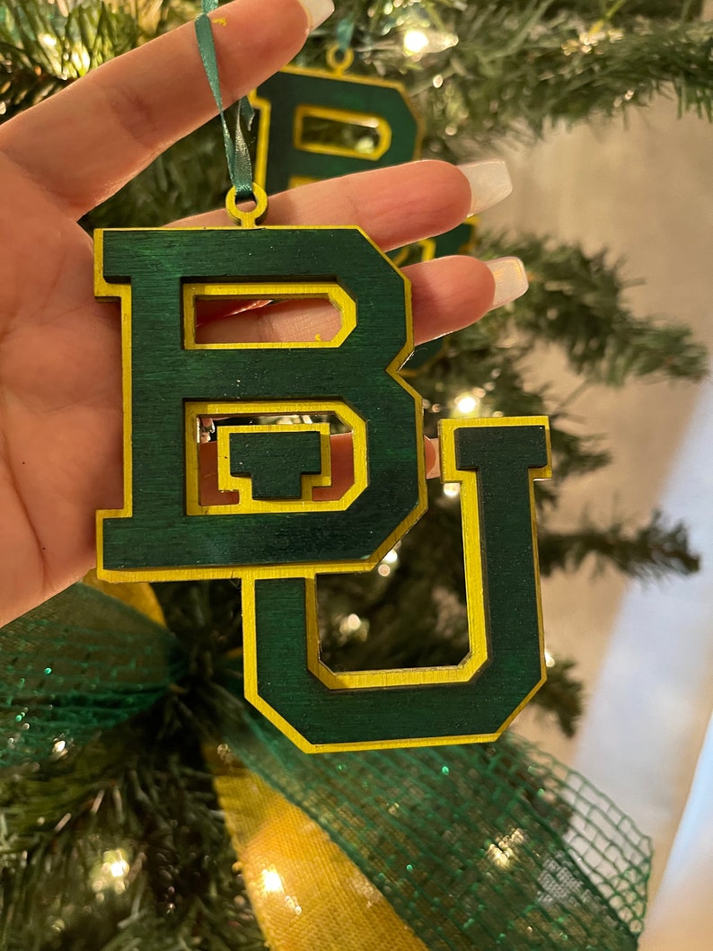 Rustic Painted Wood Baylor University Ornament Etsy