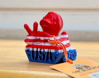 USA Duck American Flag Duck Figurine for wrangler JK JL jeeps duck ducking jeeper game, 4th of July Decor, duckduckjeep Gift, Freedom, Trump