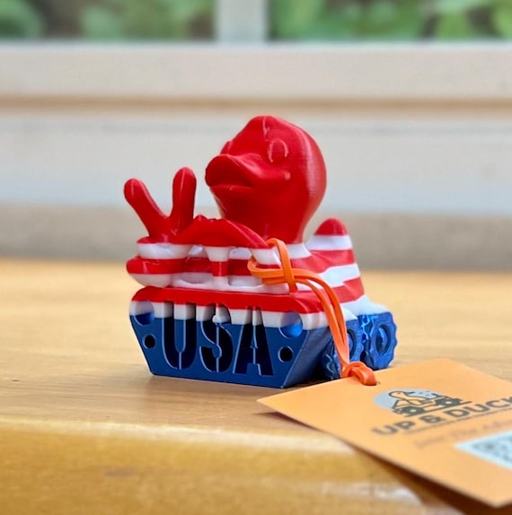 USA Duck American Flag Duck Figurine for wrangler JK JL jeeps duck ducking jeeper game, 4th of July Decor, duckduckjeep Gift, Freedom, Trump