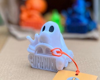 Ghost Duck Figurine - Playful Halloween Duck for duck ducking game, Black Eyes, Handcrafted Collectible, Unique Halloween Decoration