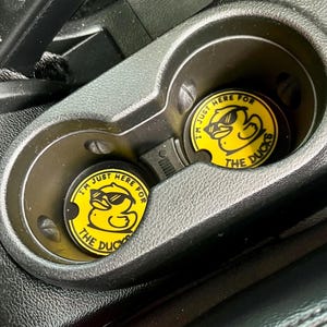 Funny Jeep Coasters for Cup Holders – “I’m Just Here for the Ducks” – Jeep Wrangler JL JK Gladiator Gift – DuckDuckJeep Car Accessories