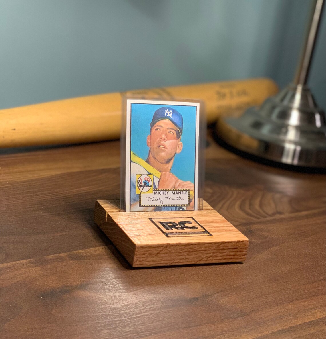 Baseball Card Display Natural Oak Wood Trading Card Holder Etsy