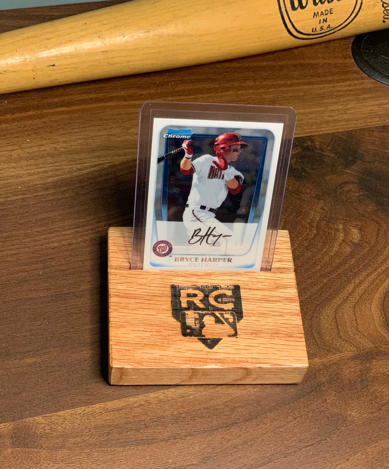 Baseball Card Display Natural Oak Wood Trading Card Holder | Etsy