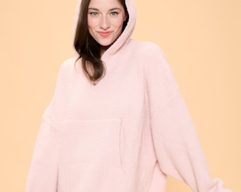 Cute Super Soft Cozy Solid color Oversized Hooded Snuggie with Pocket/Winter Must haves/Holiday Gift/Gift for Her/Self Gift/blankethoodie