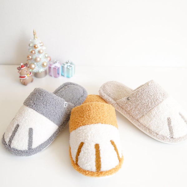 Cute Cat Paw Comfy Soft Lounge slippers/Cozy/Winter slippers/ Fluffy/ Home Slippers/ bridal party gift ideas/ holiday gift/Gifts for Her