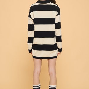 Cute simple Bold Striped Collar neck Jersey knit Long Sleeve top/Cute casual top/modern/minimalist/basic tunic top/oversize comfy top/unique image 7