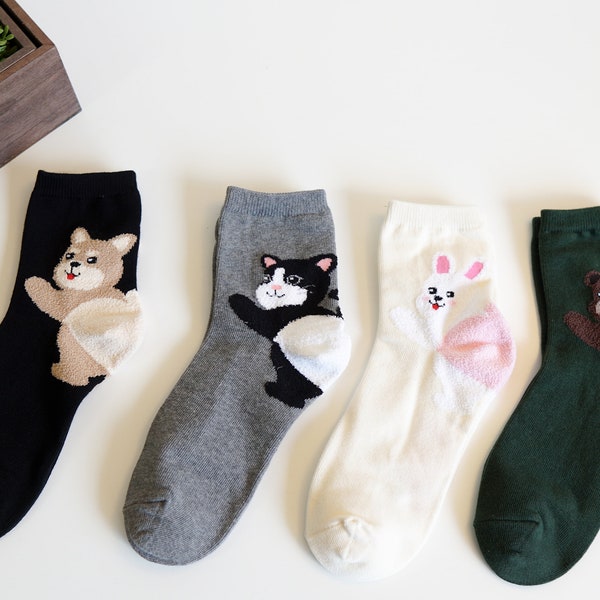 Cute Soft Animal Character Comfy Socks/Gift for her/ Self Gift/Back to school