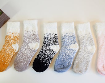 Cute Ombre Solid color Comfy Cozy Fuzzy Soft Winter Socks/Winter must have/Self Gift/Gift for Her/Birthday Gift/Bridal Gift