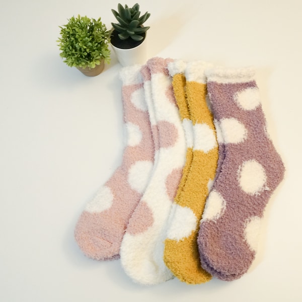 Cute Polka dot Designed Winter Fuzzy  Warm Soft comfy Socks