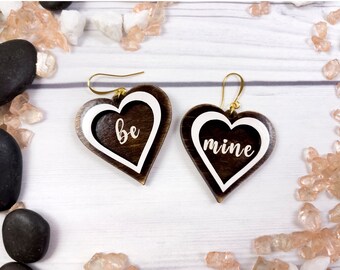 Valentine's Be Mine Layered Heart Earring SVG Glowforge - Archivo de corte láser