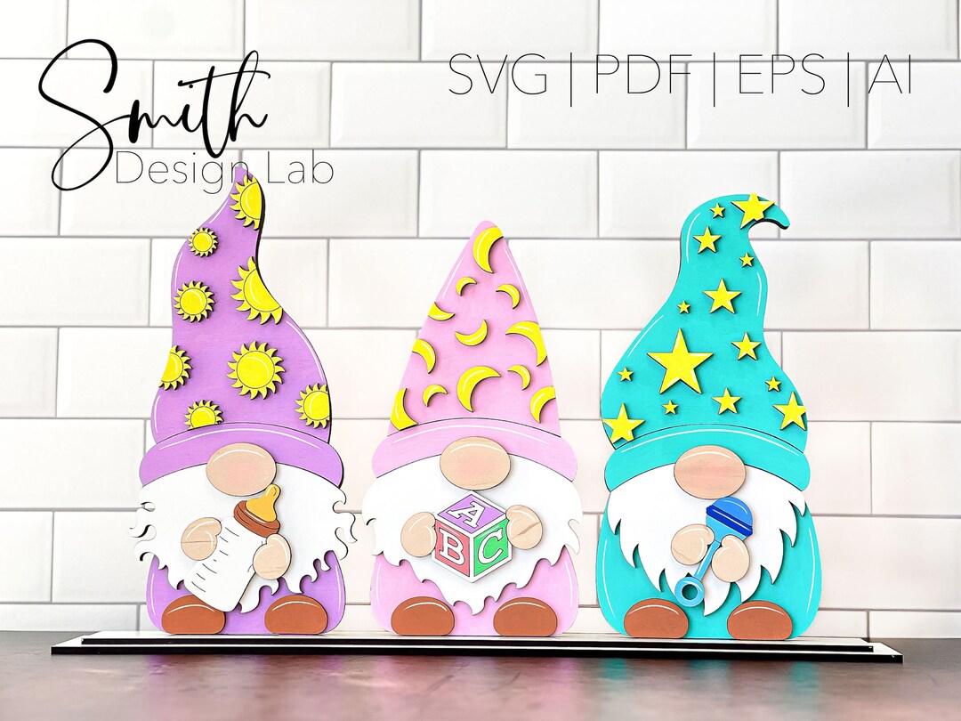 Nursery Gnome Shelf Sitter Glowforge SVG Digital Laser Cut File Baby ...