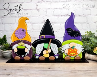 Halloween Gnomes Shelf Sitter Glowforge Laser Cut Digital File SVG