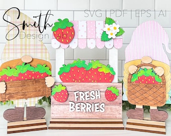 Gnomos de soporte de fresa / Glowforge Digital SVG Archivo de corte láser / SmithDesignLab