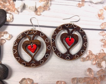 Pendiente de corazón de círculo de San Valentín SVG Glowforge - Archivo de corte láser