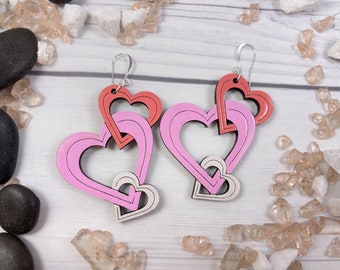 Pendiente de triple corazón de San Valentín SVG Glowforge - Archivo de corte láser