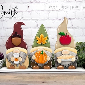 Fall Gnomes Shelf Sitter Glowforge Laser Cut Digital File SVG | SmithDesignLab