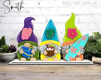 Archivo de gnomo de pie de playa de verano / Archivo de corte láser SVG digital Glowforge / SmithDesignLab