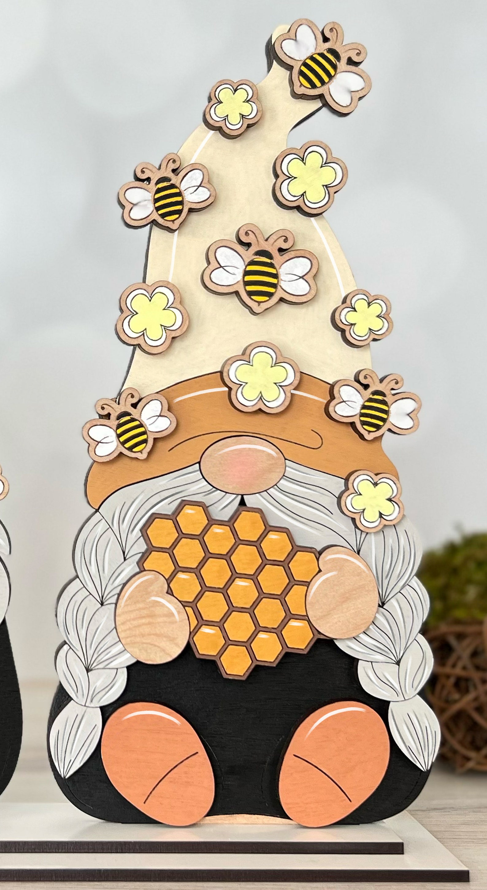 Honey Bee Gnome Shelf Sitter Glowforge SVG Digital Laser Cut File ...