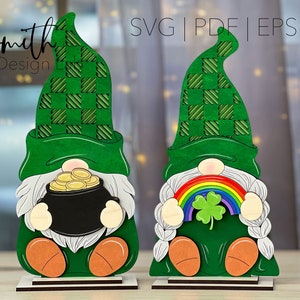 St. Patricks Day Wichtel Regal Sitter Glowforge SVG Digital Laser Cut Datei Urlaub Kleeblatt irische Holz Dekor Handmade Design Junge Mädchen Paar