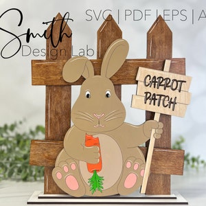 Easter Bunny Laser SVG | Wooden DIY Shelf Sitter File | Glowforge Cut File | Farmhouse Wooden Easter Decor