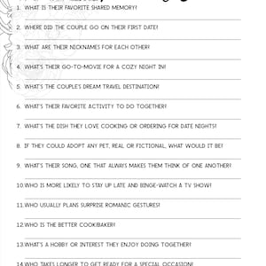 Bouquet minimaliste "Qui connaît le mieux le couple ?" Jeu de douche de mariage - Bouquet de fleurs sauvages