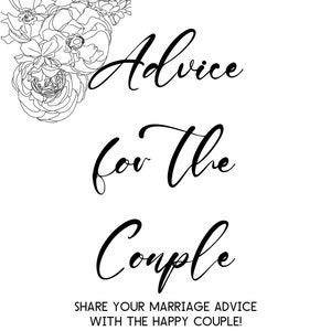 Printable Minimalist Floral Bouquet Wedding Shower Advice Game - Wildflower Bouquet