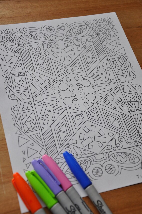 Printable Geometric Coloring Page | Etsy