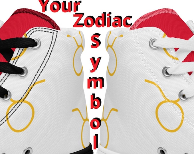 Kansas City Chiefs Zodiac Sign Shoes l Adult Gym Sneakers l Astrology High Tops l Custom High Top Canvas Shoe l Custom Pattern Gift l AFC