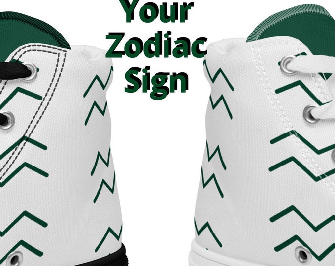 New York Jets Zodiac Sign Shoes l Adult Gym Sneakers l Astrology Hightops l Custom High Top Canvas Shoe l Custom Pattern Gift l Astrological