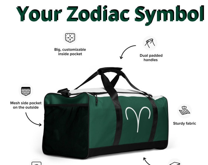 New York Jets Custom Zodiac Sign Duffle bag l Astrology Travel Gym Luggage l Astrological Gift l Adult Sports Bag l NFL Workout l AFC East