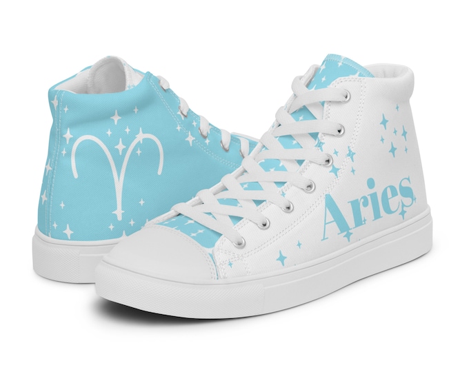 Aries Aquamarine Men’s High Top Canvas Shoes