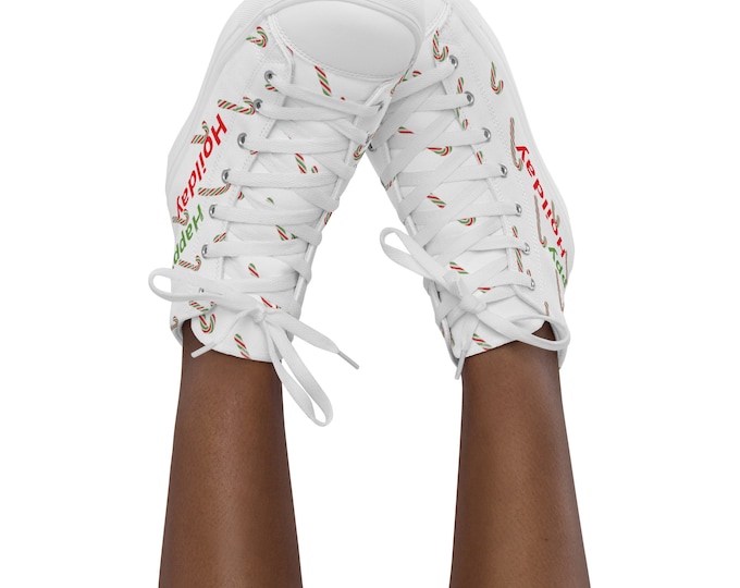 Candy Cane Women’s high top canvas shoes