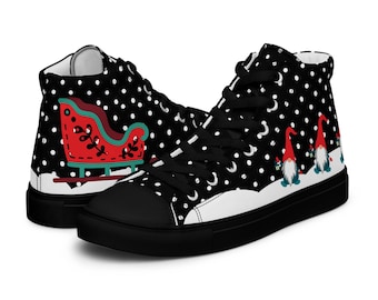 Zapatillas altas de lona navideñas con forma de elfo de trineo