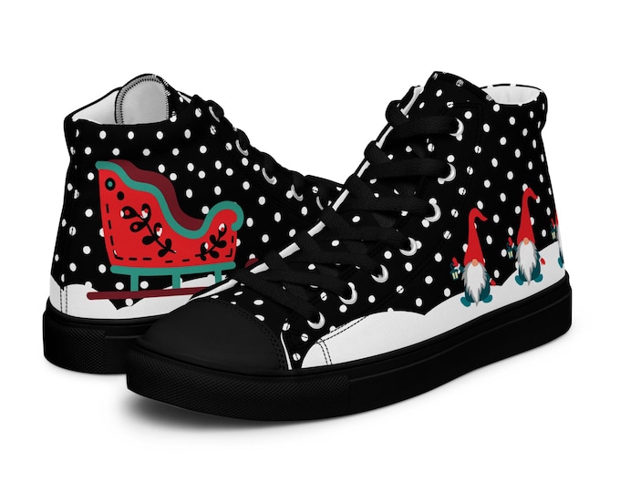 Sled Elf Christmas High Top Canvas Shoes