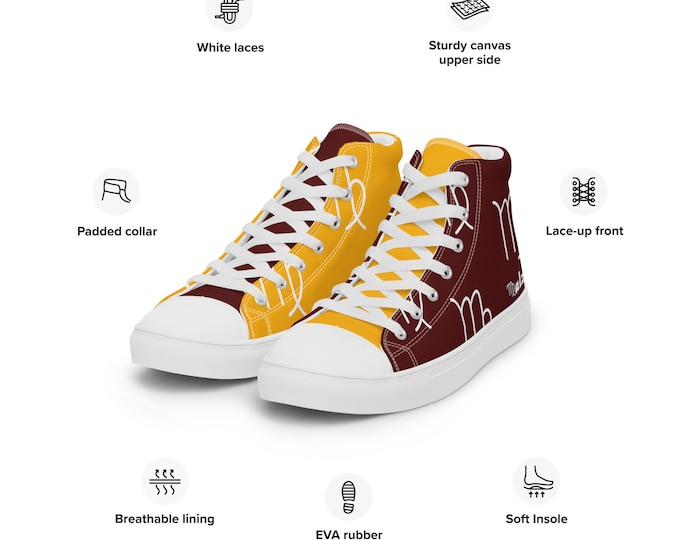 Washington Commanders Zodiac Sign Shoes l Adult Gym Sneakers l Astrology Hightops l Custom High Top Canvas Shoe Pattern Gift Football Kicks