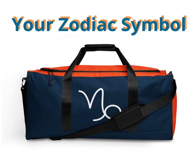 Denver Broncos Zodiac Sign Bag l Astrology Travel Gym Luggage l Astrological Gift l Adult Sports Bag l NFL Teams Colors l Workout Sports