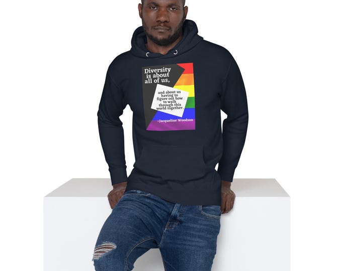Diversity Black Hoodie Unisex I Inclusive Vibe I Celebrate Diversity Trendy I Unity in Style Black Blue White Red  for All