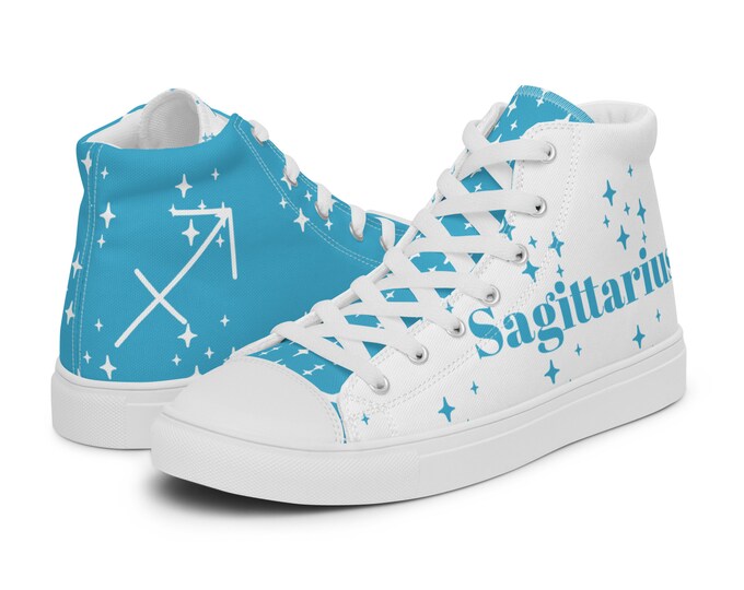 Sagittarius Blue Topaz Men’s High Top Canvas Shoes