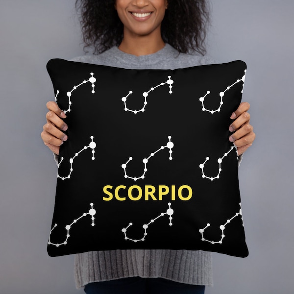 Cuscino base Scorpione Topazio l Regalo astrologico l Comfort astrologico l Modello costellazioni l Cuscino zodiacale personalizzato Pietra portafortuna personalizzata