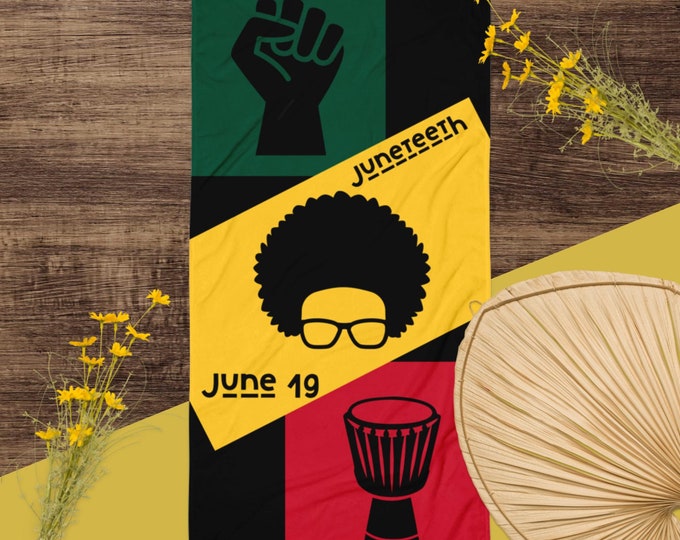 Juneteenth Sublimated Beach Towel/ Black History/ June 19 1865/Black Lives Matter/Activist Beach Towel