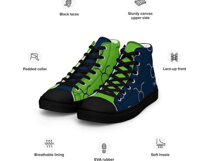 Seattle Seahawks Zodiac Sign Shoes l Adult Gym Sneakers l Astrology Hightops l Custom High Top Canvas Shoe l Pattern Gift l Football Kicks