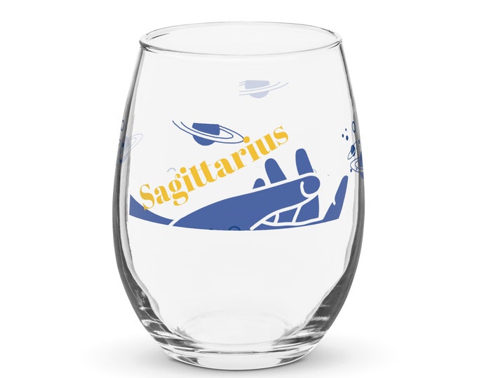Hand Zodiac Stemless Wine Glass l Zodiac Sign Wine Glass | Perfect Birthday Present | Wine Lover's Gift | Novelty l 15 oz