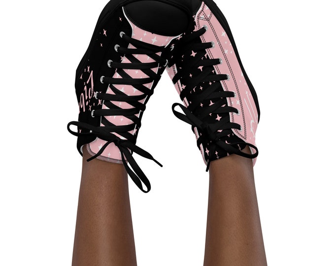 Libra Pink Tourmaline Women’s High Top Canvas Shoes